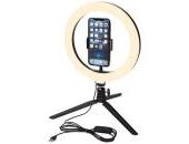 Studio ring light for selfies and vlogging with phone holder and tripod