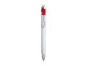Plastic push botton pen with eraseable ink, rubber and metal clip