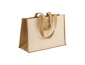 280 g/m2 cotton shopping bag with jute details, long handles and gusset