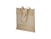135 g/ m2 natural cotton shopping bag  with net on the central part,  long handles