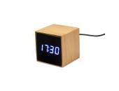 Bamboo alarm clock and temperature display with white LED