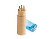 ROLS. Pencil box tube with 6 coloured pencils and sharpener